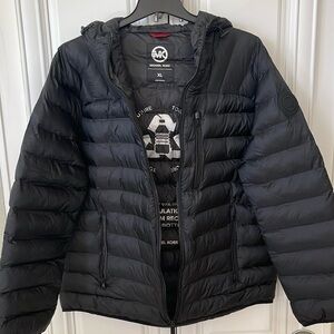 NEW MK MICHAEL KORS MENS black Rialto Quilted Nylon Puffer insulated jacket XL